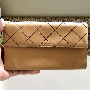 Vintage Tosca Blu Leather Wallet In Tan Color